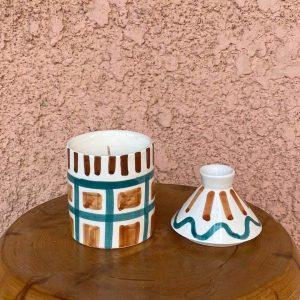 Painted Lidded Ceramic Vessel