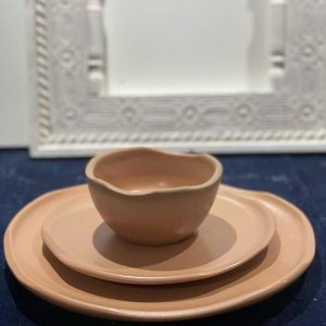 Hand-Sculpted Organic Clay Dinnerware Set – Matte Terracotta
