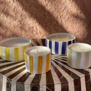Striped Moroccan Ceramic Lidded Candle