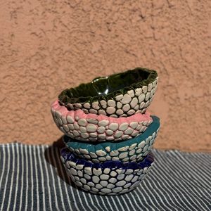Hand-Molded Pebbled Texture Ceramic Serving Bowls