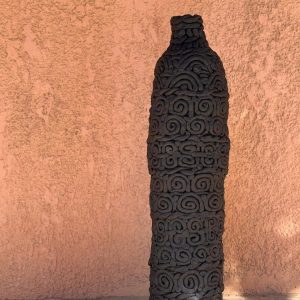 Hand-Coiled Black Clay Vessel