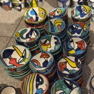 Hand-Painted Moroccan Ceramic Abstract Face Bowls