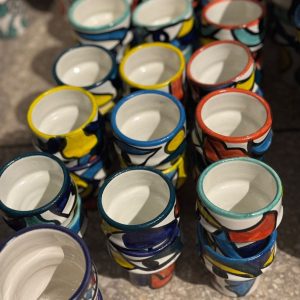 Moroccan Cubist Style Ceramic Espresso Cups