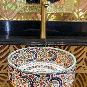 Moroccan Hand-Painted Ceramic Vessel Sink